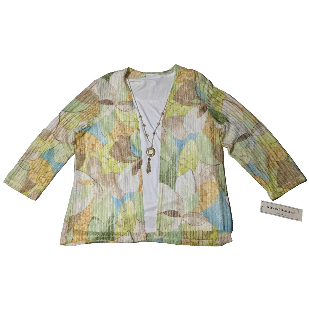 ALFRED DUNNER SANTE FE Women Small Green Layered 3-in-1 Top Jacket Necklace NEW